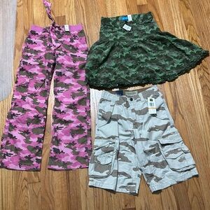 NWT Kids camo pants and skirt bundle size 6/7